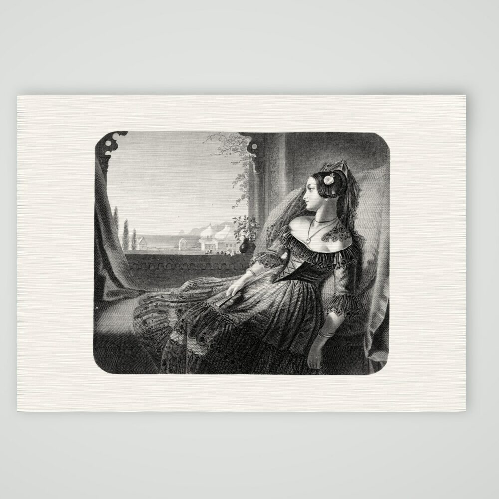 Die Rose von Valencia – Stahlstich, Kunstdruck auf Leinenpapier