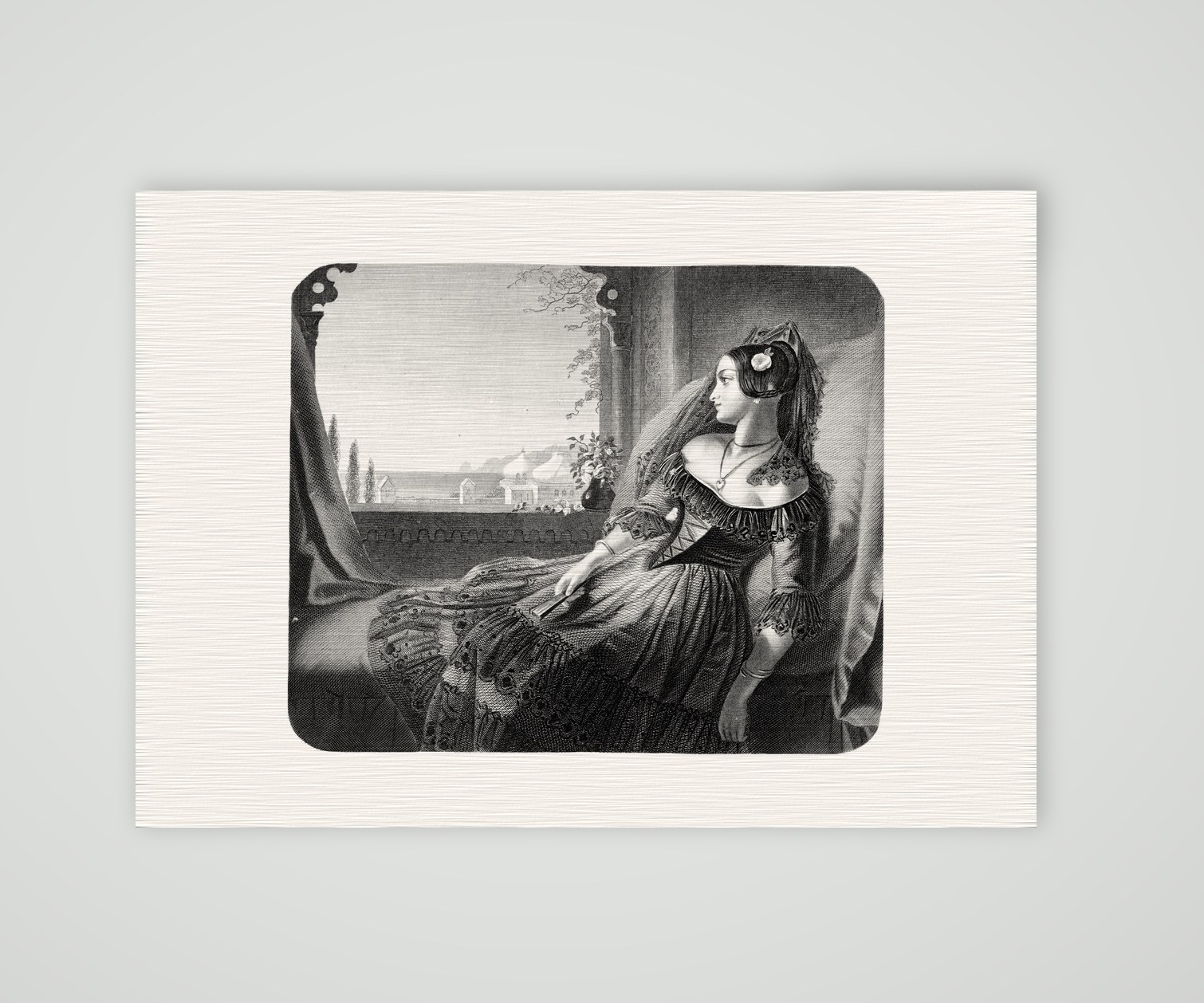 Die Rose von Valencia – Stahlstich, Kunstdruck auf Leinenpapier
