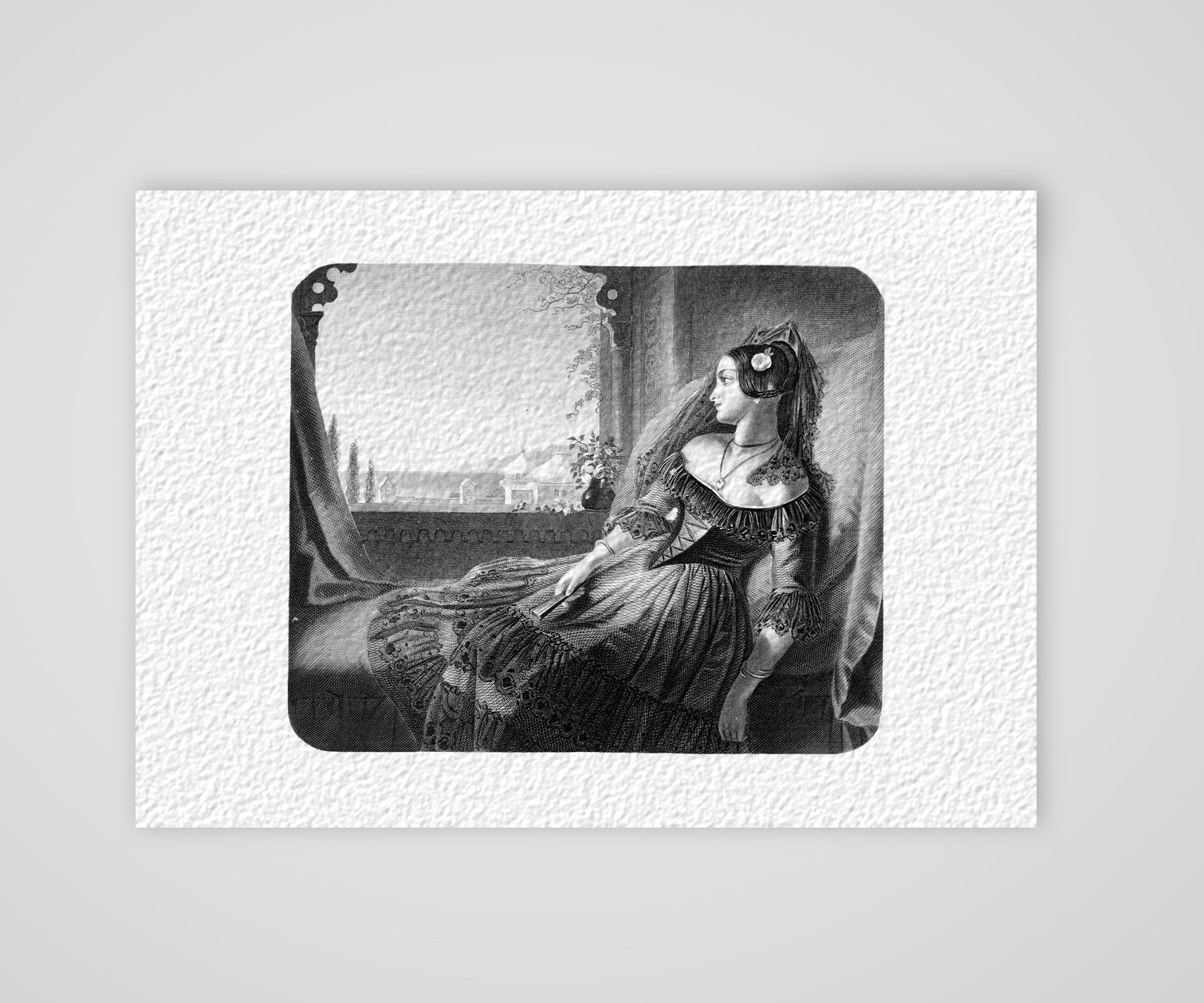 Die Rose von Valencia – Stahlstich, Kunstdruck auf Hahnemühle-Büttenpapier