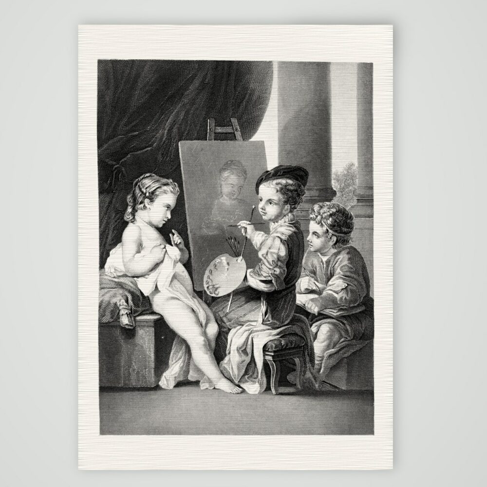 Der junge Maler – Stahlstich, Kunstdruck auf Leinenpapier