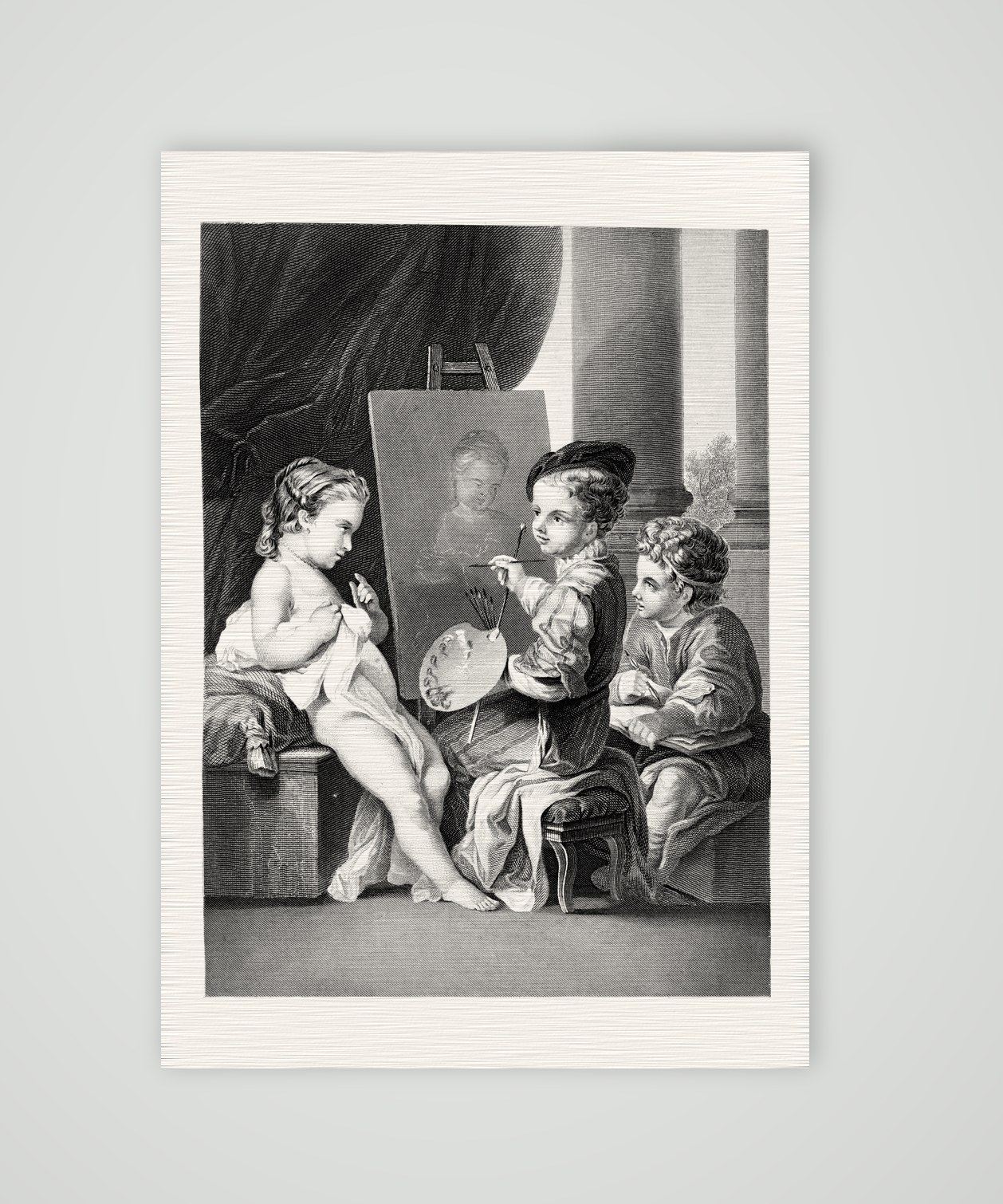 Der junge Maler – Stahlstich, Kunstdruck auf Leinenpapier