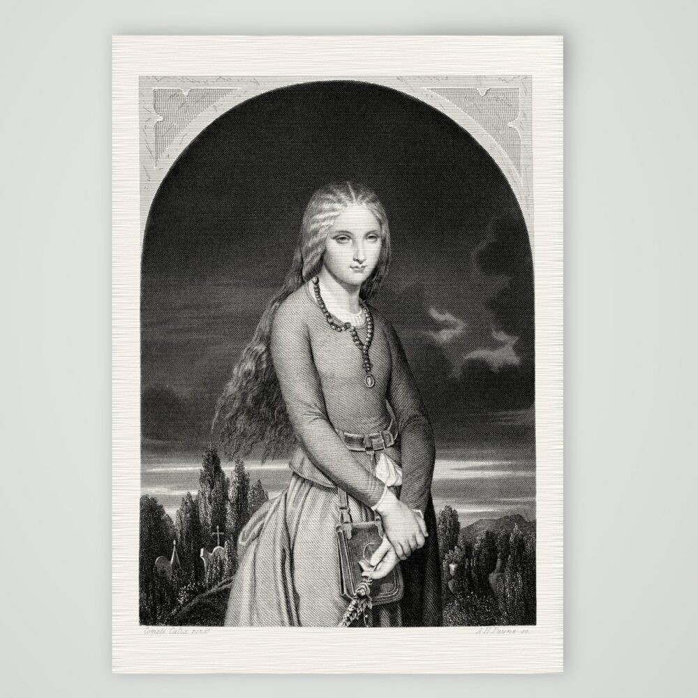 Die Waise – Stahlstich, Kunstdruck auf Leinenpapier