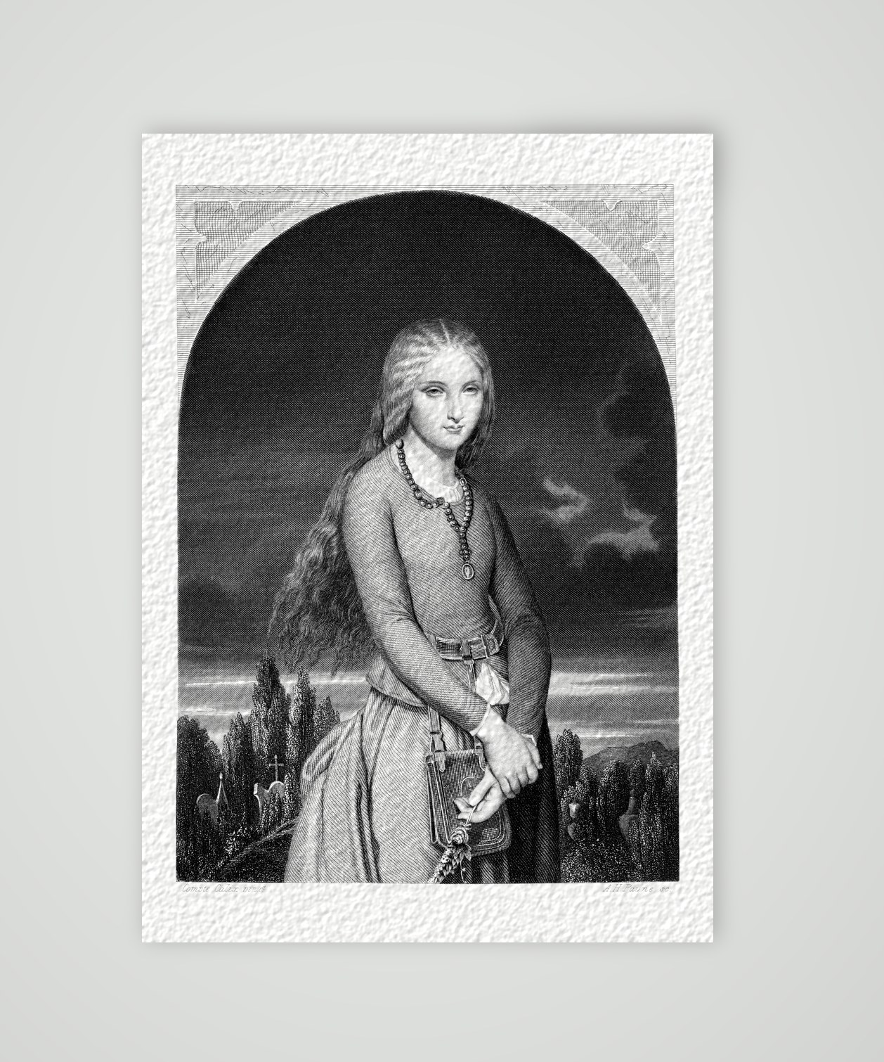 Die Waise – Stahlstich, Kunstdruck auf Hahnemühle-Büttenpapier