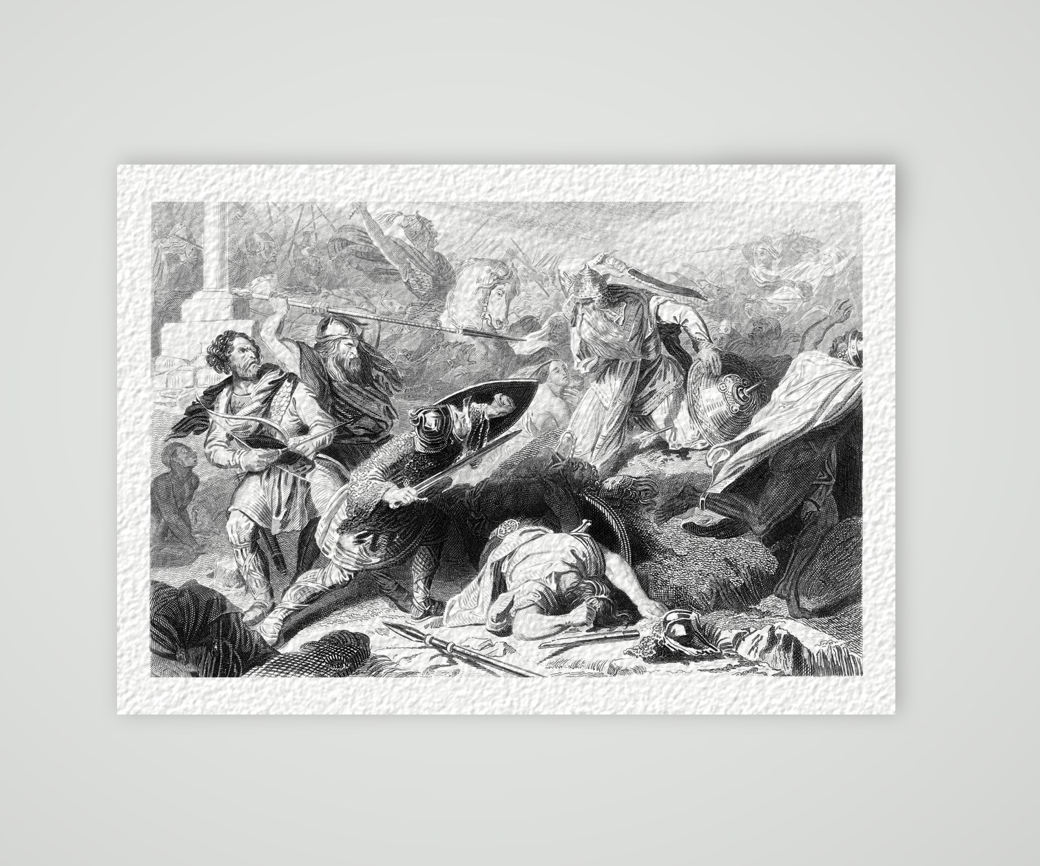 Die Schlacht bei Tours – Stahlstich, Kunstdruck auf Hahnemühle-Büttenpapier
