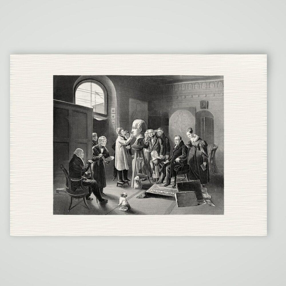 Des Malers Atelier – Stahlstich, Kunstdruck auf Leinenpapier
