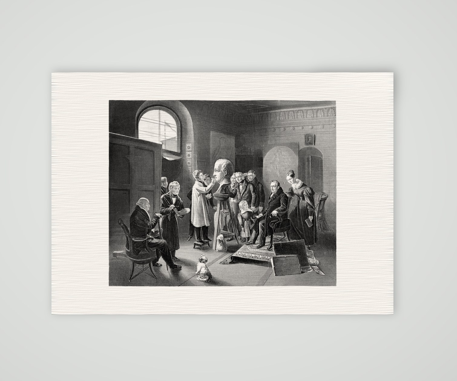Des Malers Atelier – Stahlstich, Kunstdruck auf Leinenpapier