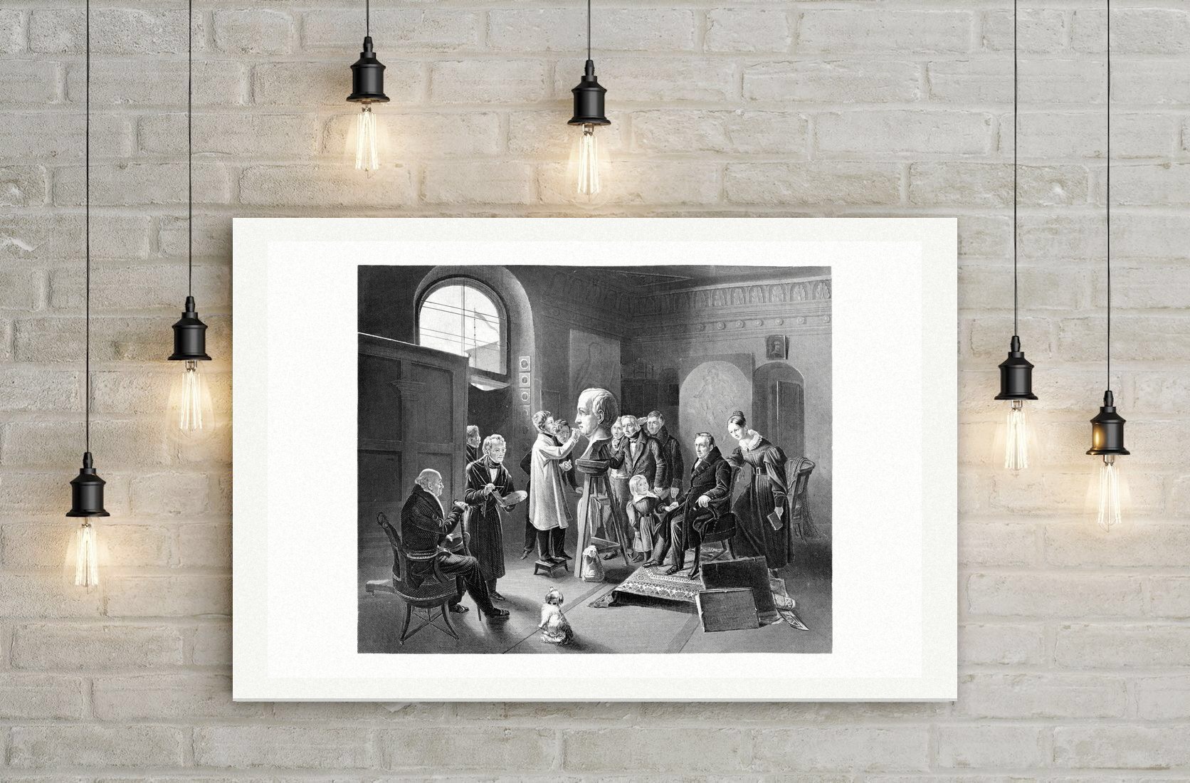 Des Malers Atelier – Stahlstich, Leinwanddruck auf Holzkeilrahmen an der Wand