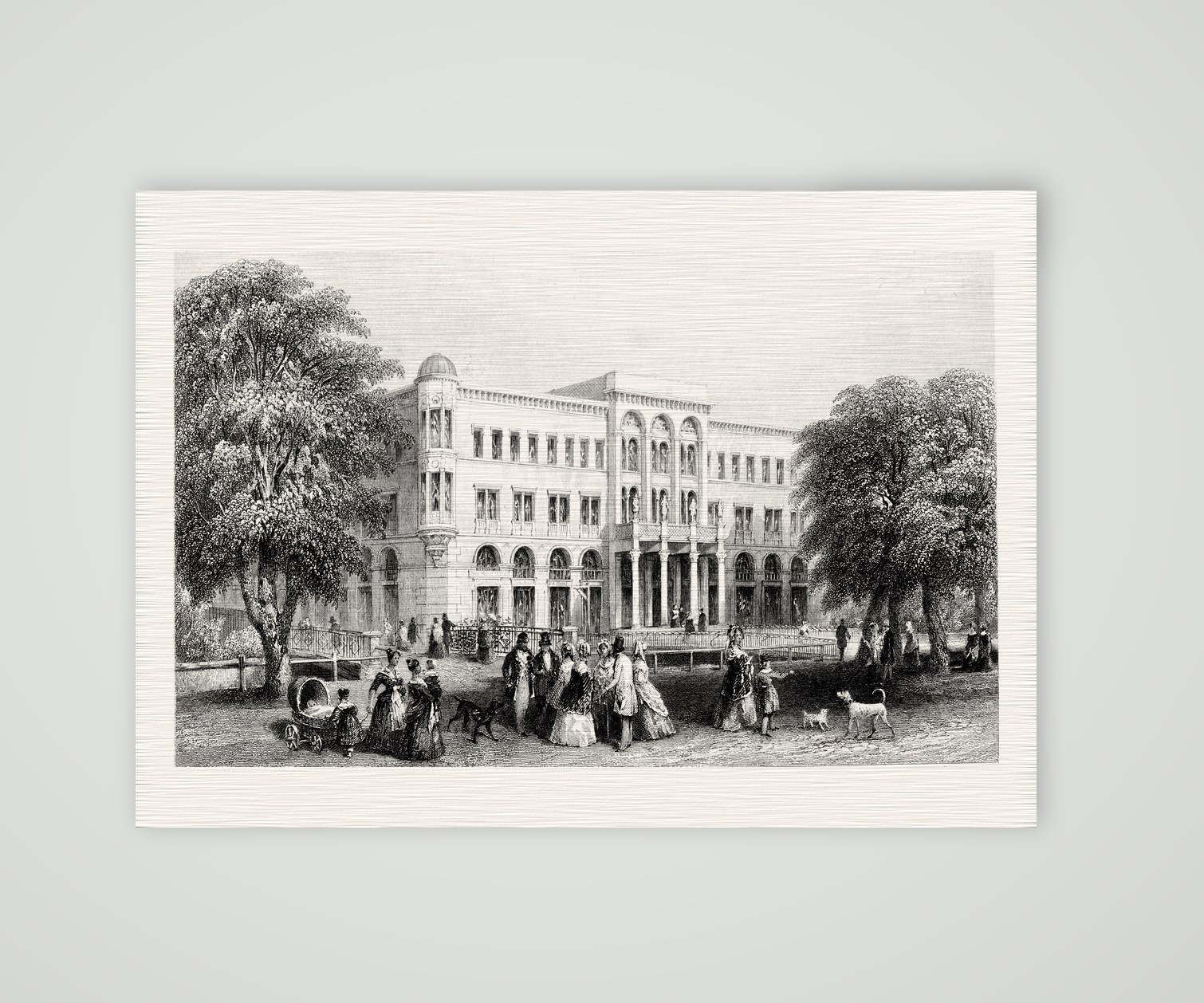 Leipzig, die Zentralhalle – Stahlstich, Kunstdruck auf Leinenpapier