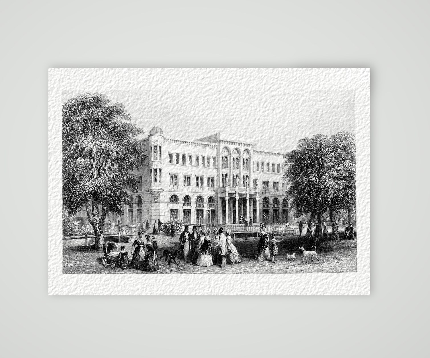 Leipzig, die Zentralhalle – Stahlstich, Kunstdruck auf Hahnemühle-Büttenpapier