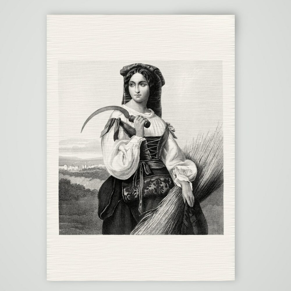 Die Schnitterin – Stahlstich, Kunstdruck auf Leinenpapier