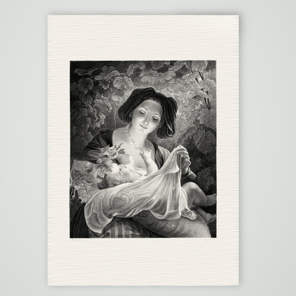 Meta – Mutter mit Kind – Stahlstich, Kunstdruck auf Leinenpapier