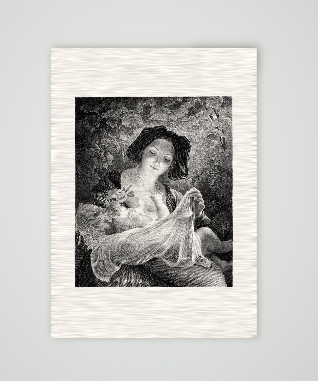 Meta – Mutter mit Kind – Stahlstich, Kunstdruck auf Leinenpapier