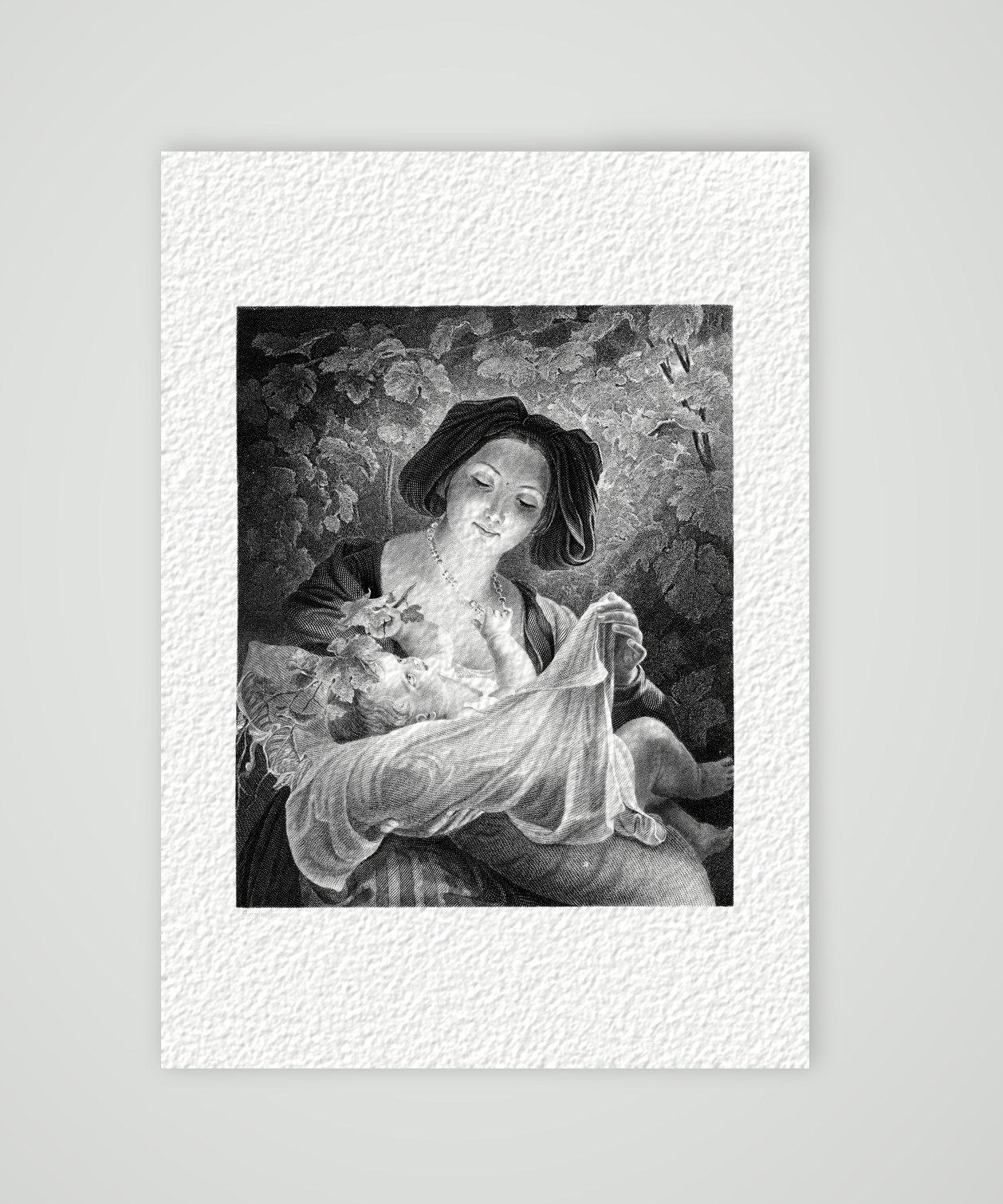Meta – Mutter mit Kind – Stahlstich, Kunstdruck auf Hahnemühle-Büttenpapier