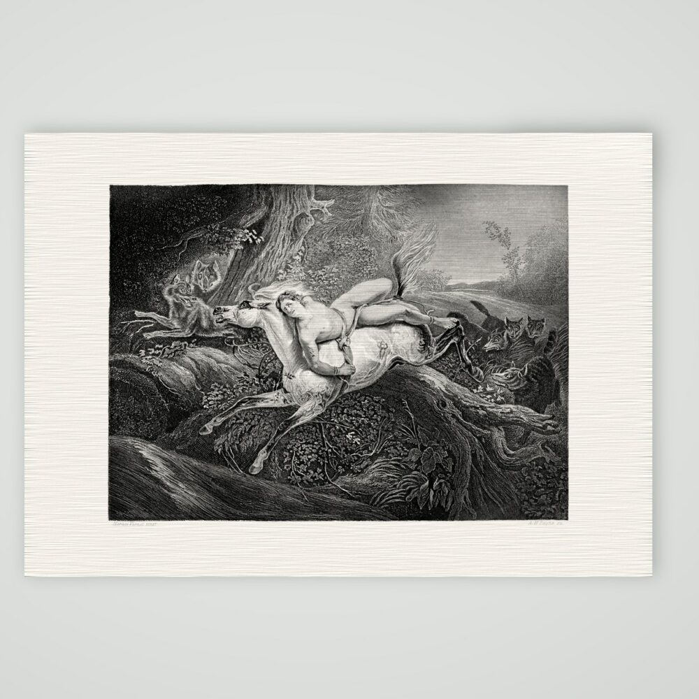 Mazeppa – Stahlstich, Kunstdruck auf Leinenpapier