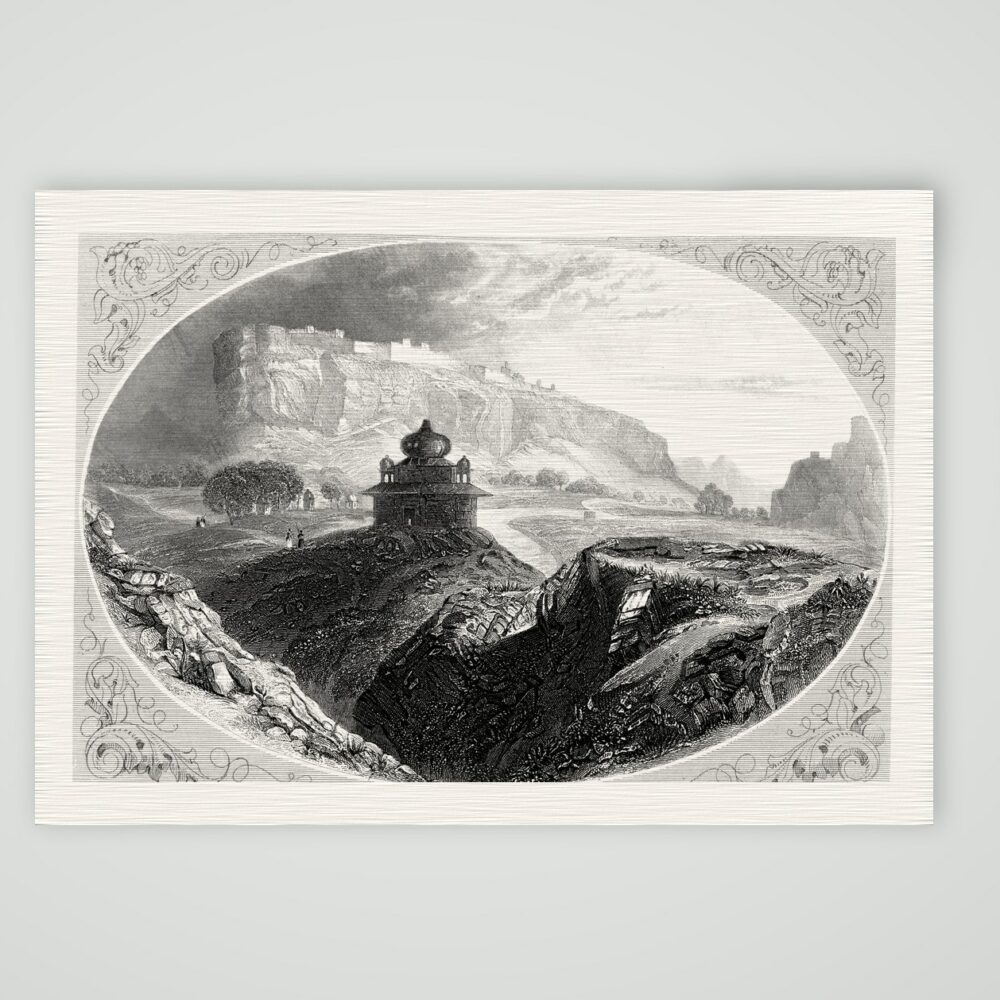 Die Festung Gwalior – Stahlstich, Kunstdruck auf Leinenpapier