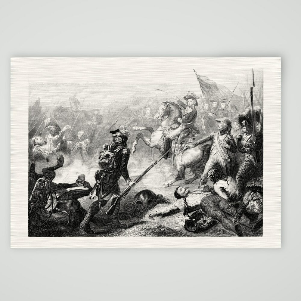 Die Schlacht bei Fleurus – Stahlstich, Kunstdruck auf Leinenpapier