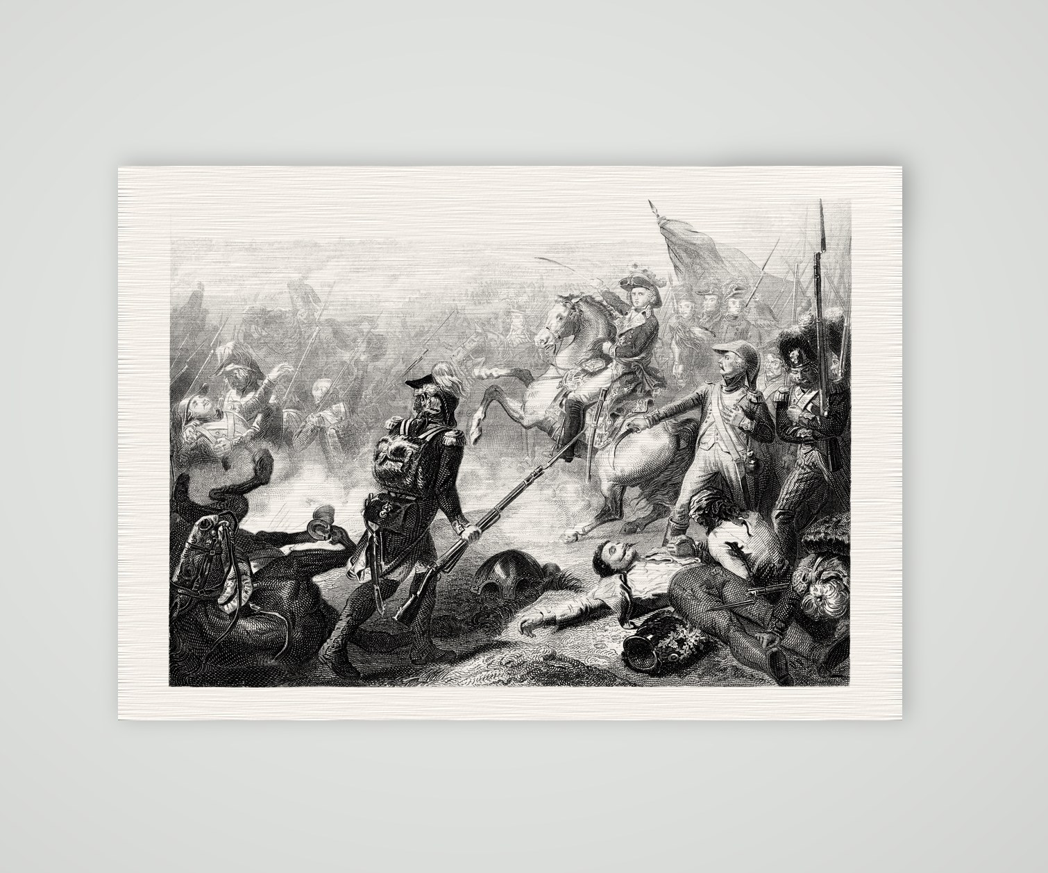 Die Schlacht bei Fleurus – Stahlstich, Kunstdruck auf Leinenpapier