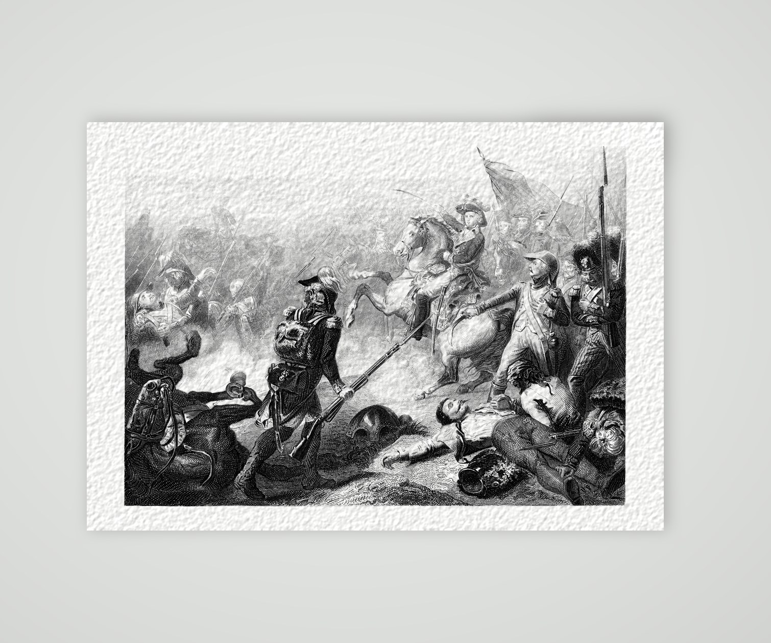 Die Schlacht bei Fleurus – Stahlstich, Kunstdruck auf Hahnemühle-Büttenpapier