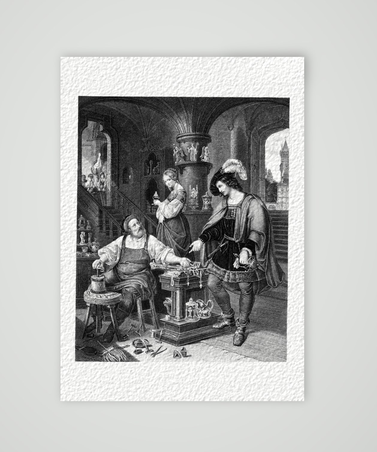 Goldschmieds Töchterlein – Stahlstich, Kunstdruck auf Hahnemühle-Büttenpapier