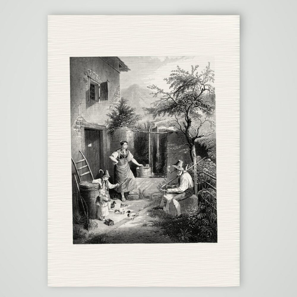 Des Schnitters Rast – Stahlstich, Kunstdruck auf Leinenpapier