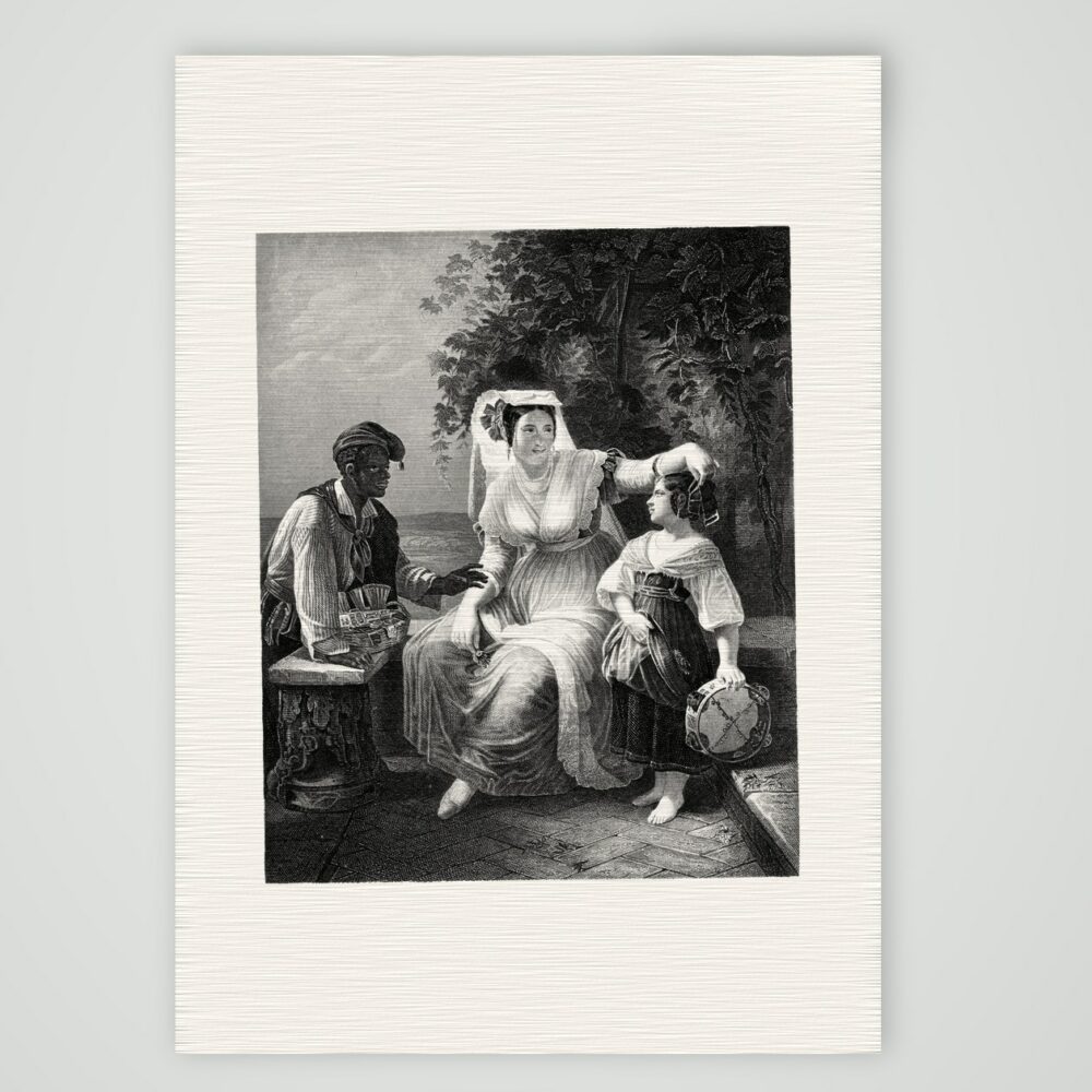 Der Tabulettkrämer – Stahlstich, Kunstdruck auf Leinenpapier