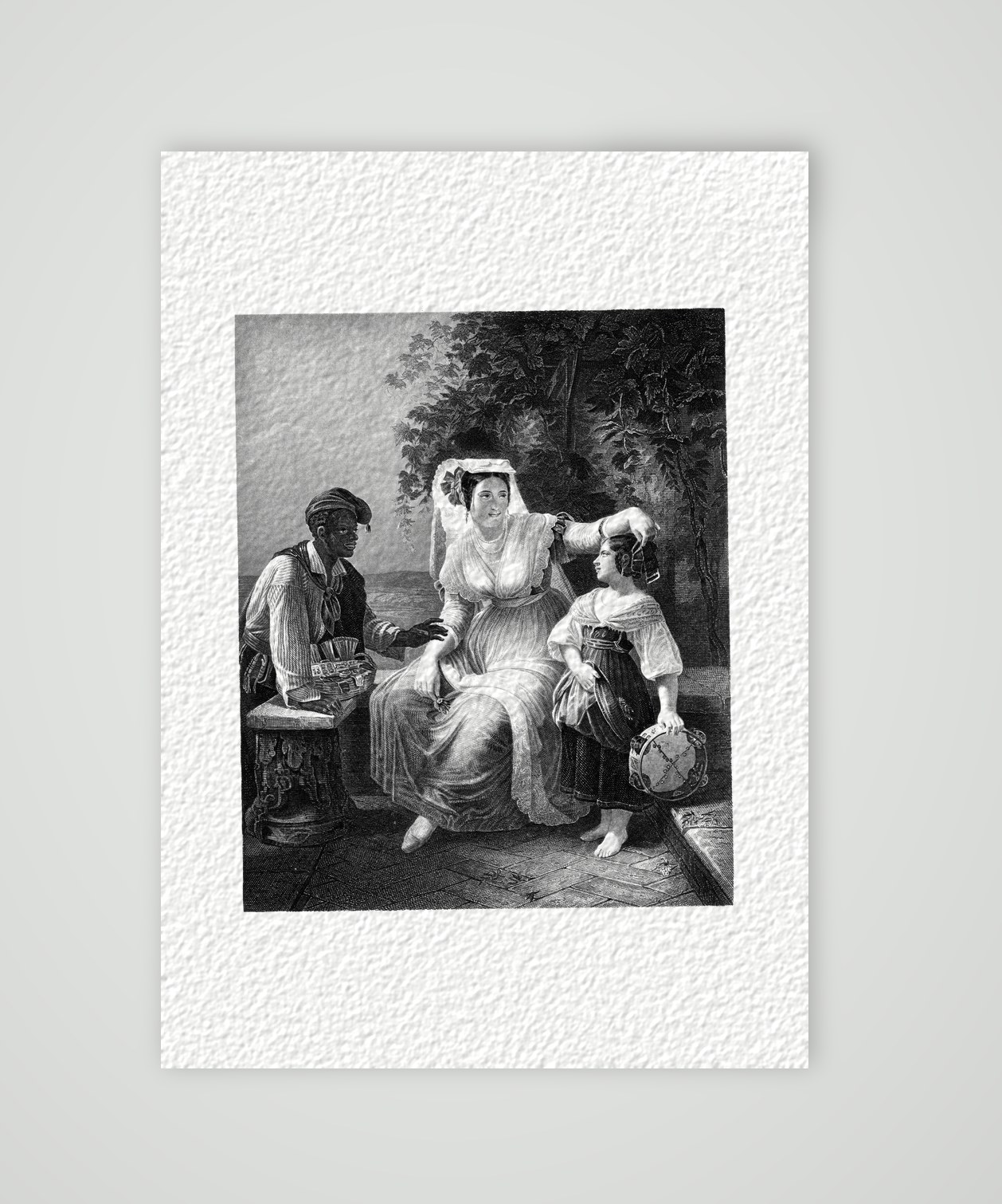 Der Tabulettkrämer – Stahlstich, Kunstdruck auf Hahnemühle-Büttenpapier