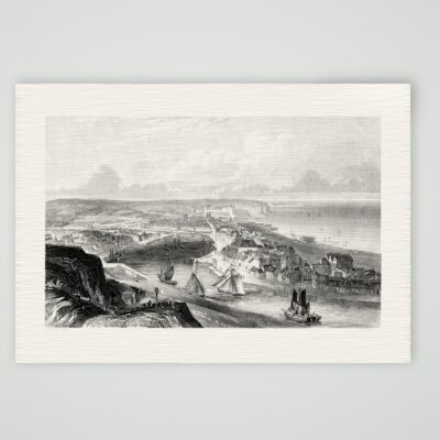 Dieppe, Stadt und Hafen – Stahlstich, Kunstdruck auf Leinenpapier