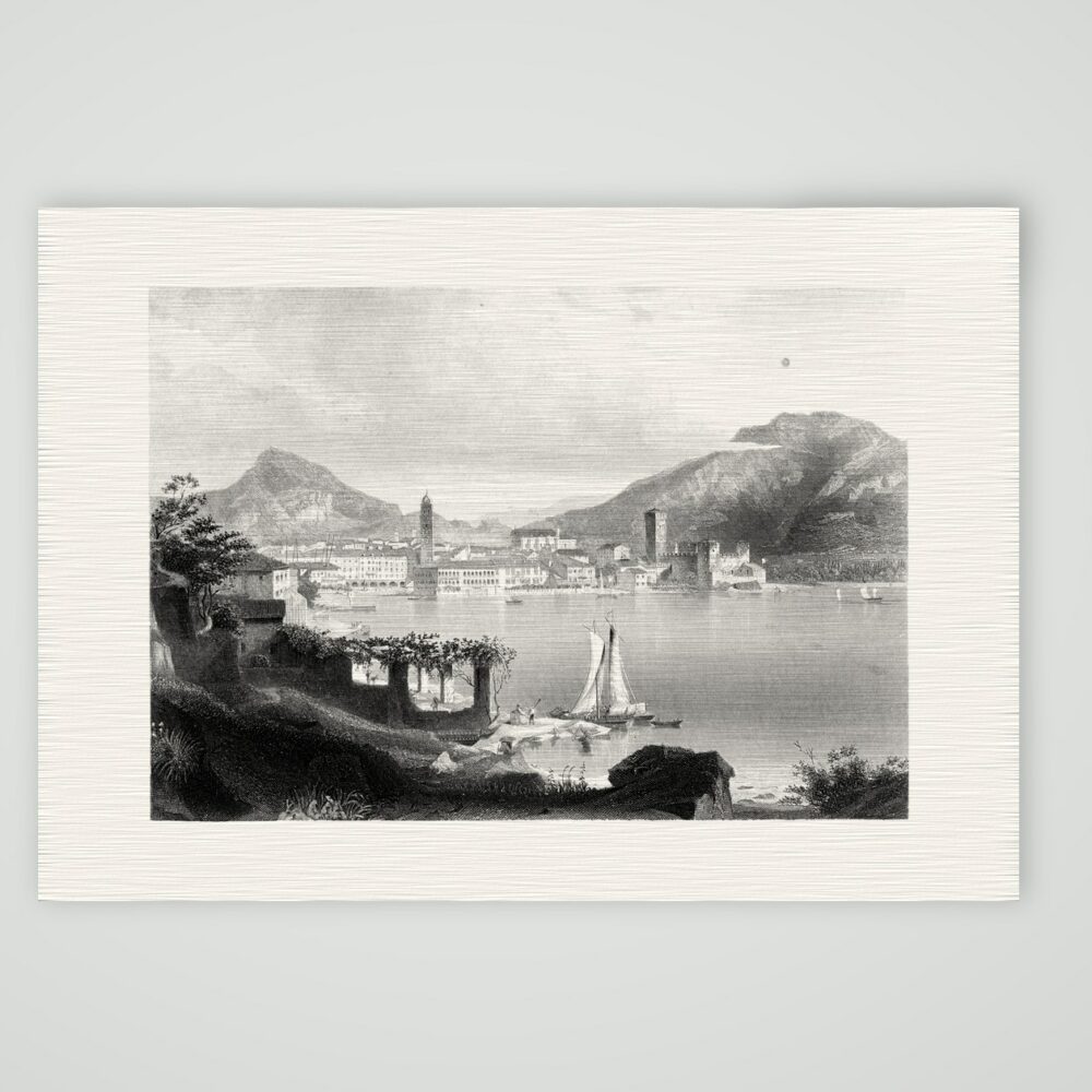 Riva am Gardasee – Stahlstich, Kunstdruck auf Leinenpapier
