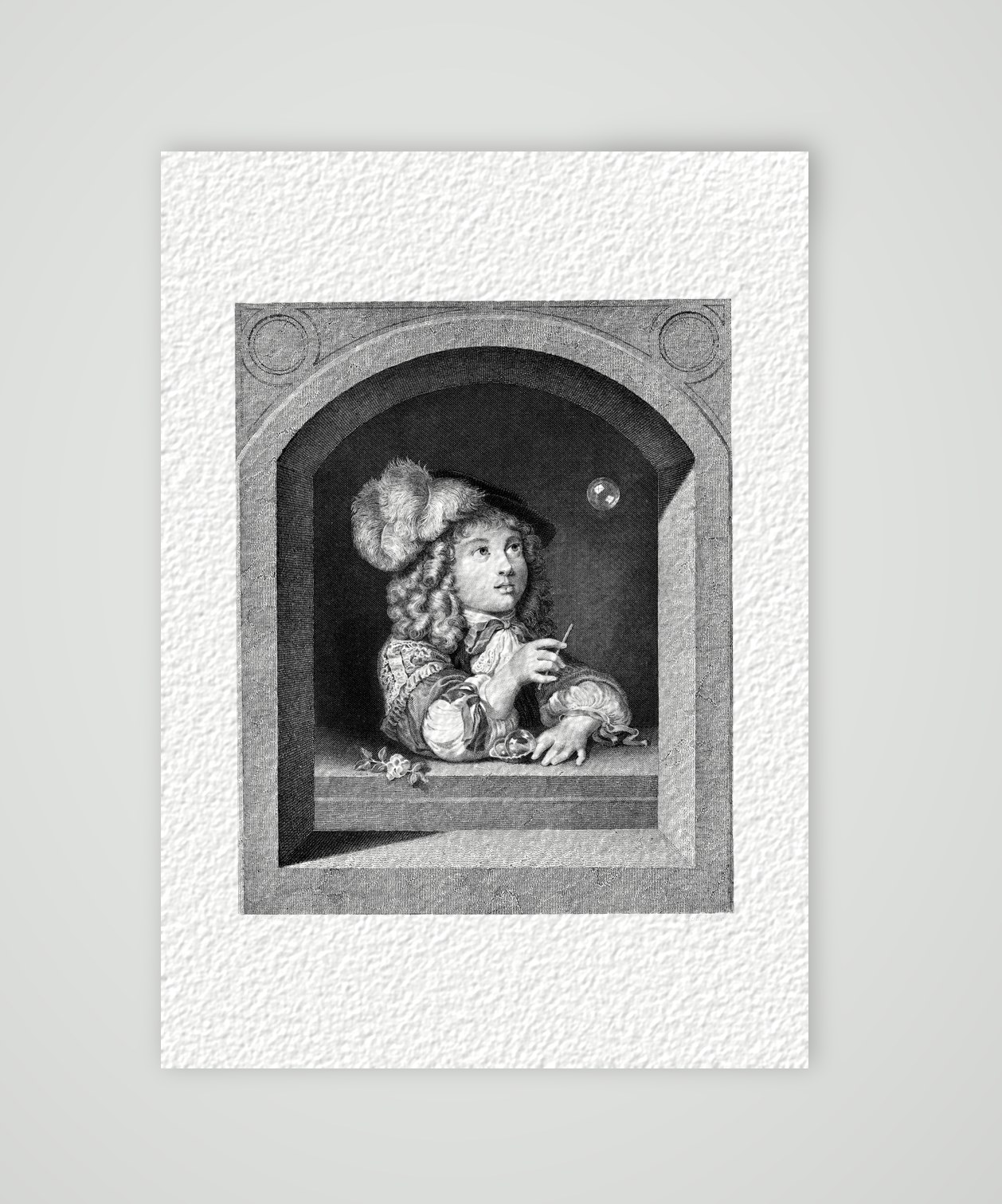 Die Seifenblase – Stahlstich, Kunstdruck auf Hahnemühle-Büttenpapier