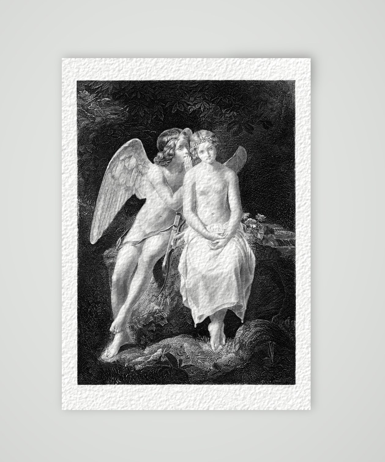 Eros und Psyche – Stahlstich, Kunstdruck auf Hahnemühle-Büttenpapier