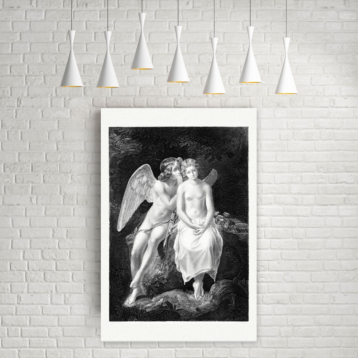 Eros und Psyche – Stahlstich, Leinwanddruck auf Holzkeilrahmen an der Wand
