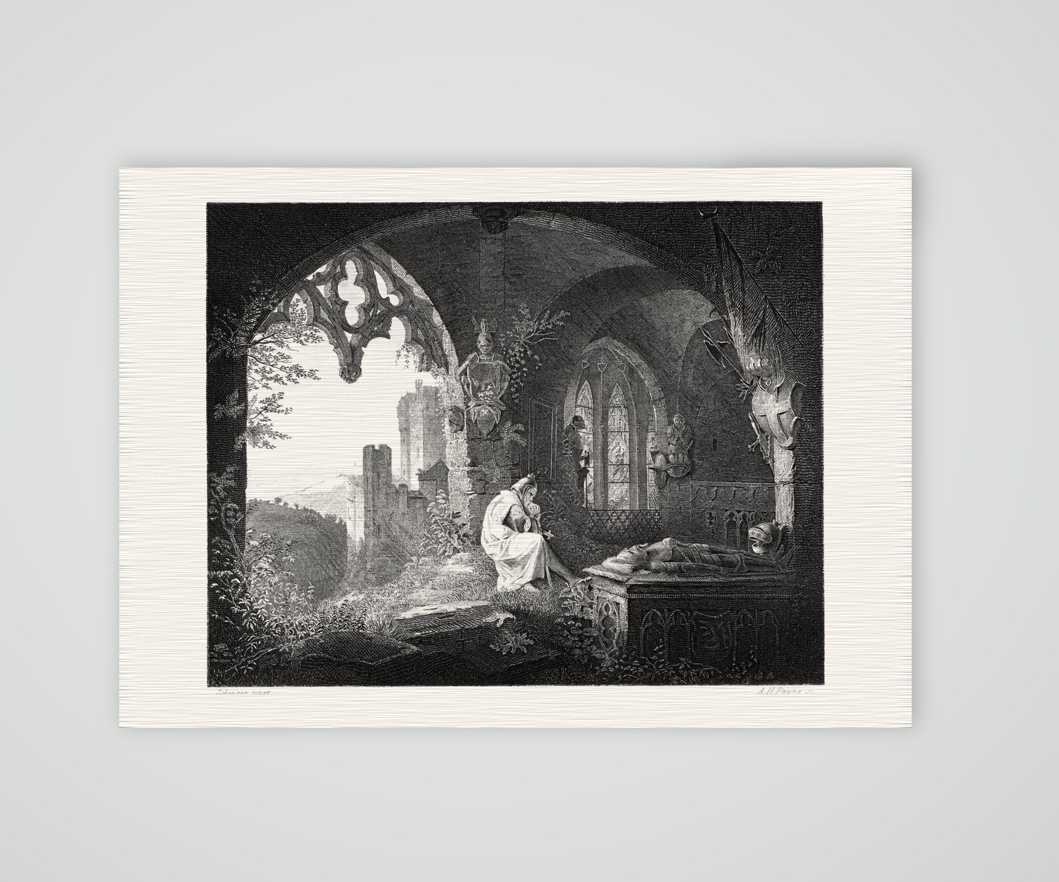 Die Ahnengruft – Stahlstich, Kunstdruck auf Leinenpapier