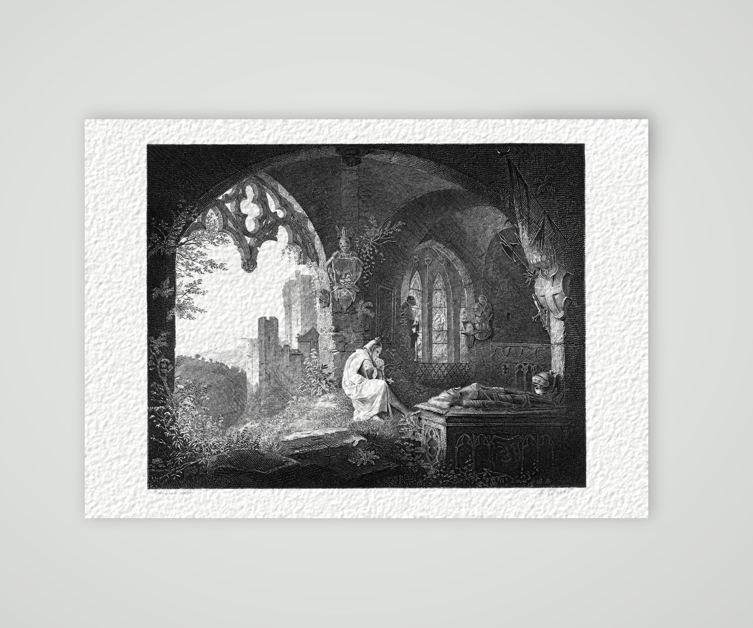 Die Ahnengruft – Stahlstich, Kunstdruck auf Hahnemühle-Büttenpapier