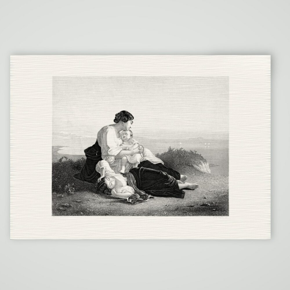 Die Schifferin – Stahlstich, Kunstdruck auf Leinenpapier