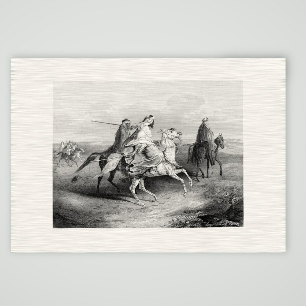 Wandernde Araber – Stahlstich, Kunstdruck auf Leinenpapier