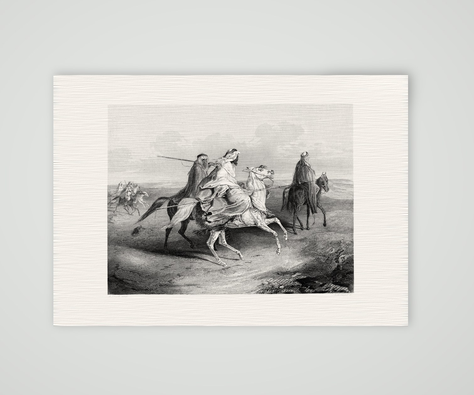Wandernde Araber – Stahlstich, Kunstdruck auf Leinenpapier