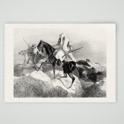 Reitende Araber – Stahlstich, Kunstdruck auf Leinenpapier