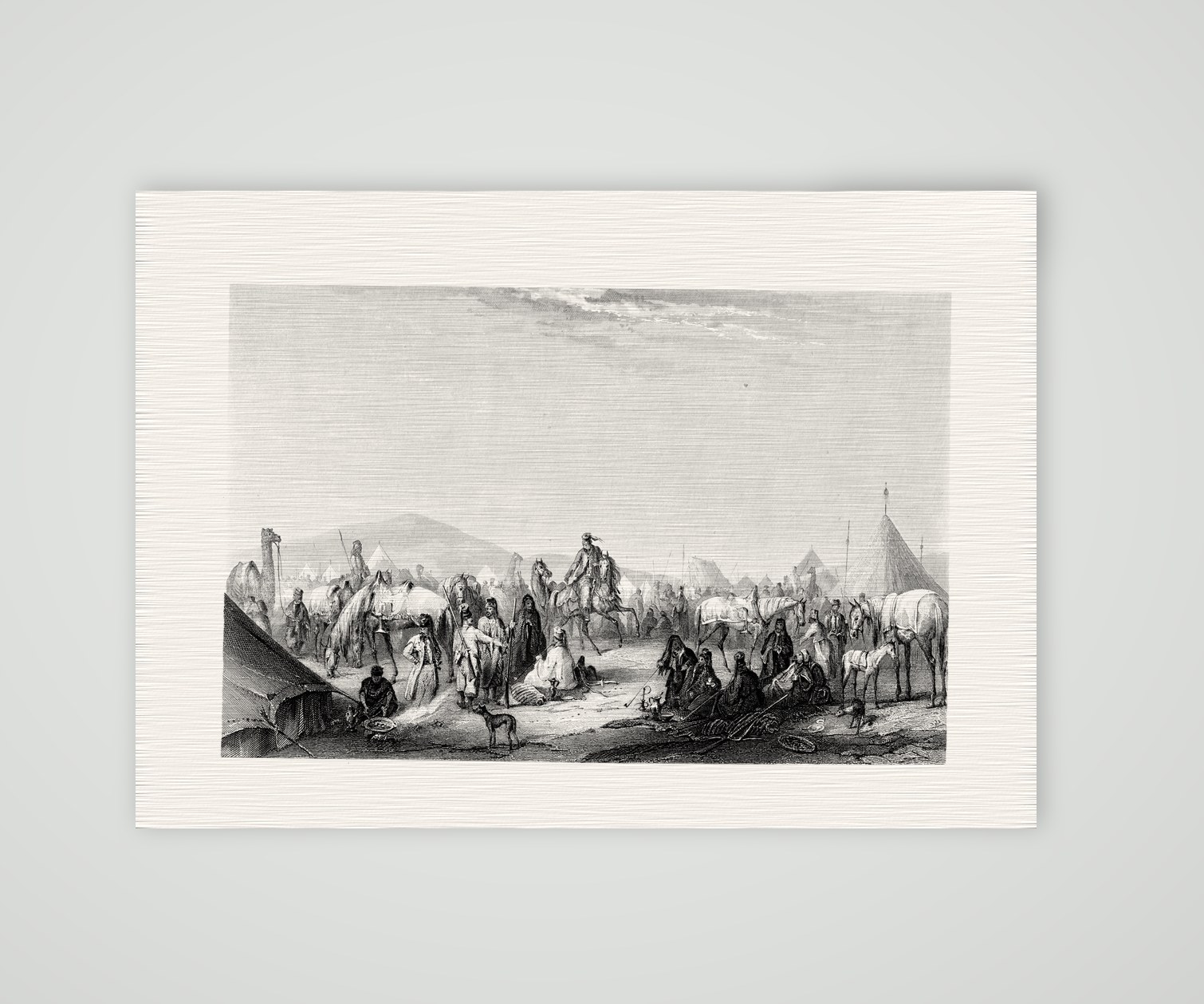 Ibrahim Paschas Lager – Stahlstich, Kunstdruck auf Leinenpapier