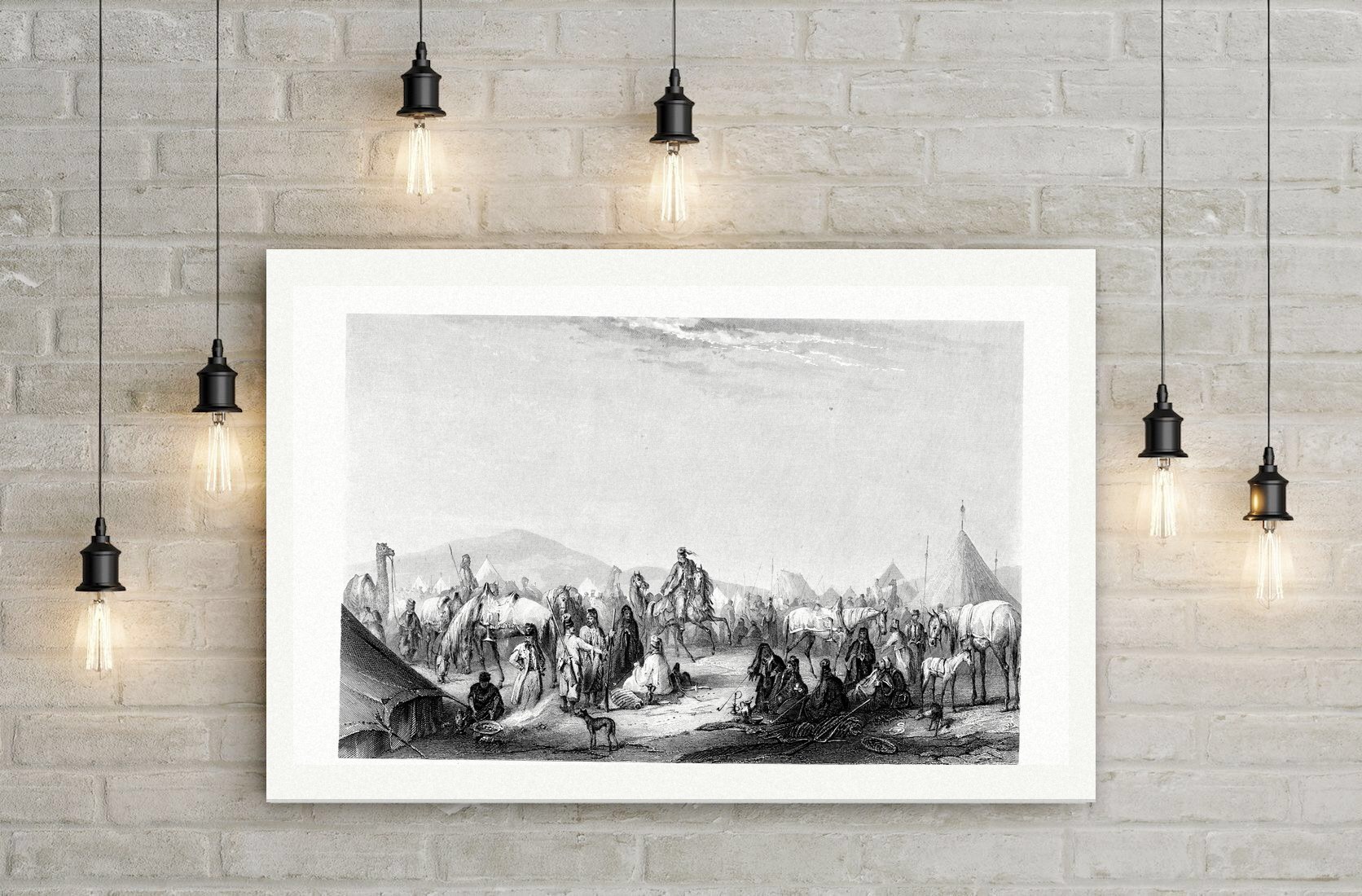 Ibrahim Paschas Lager – Stahlstich, Leinwanddruck auf Holzkeilrahmen an der Wand