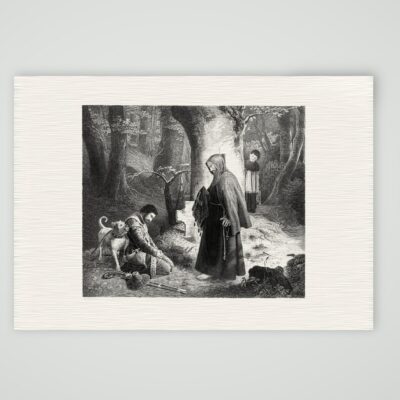 Die Beichte im Walde – Stahlstich, Kunstdruck auf Leinenpapier