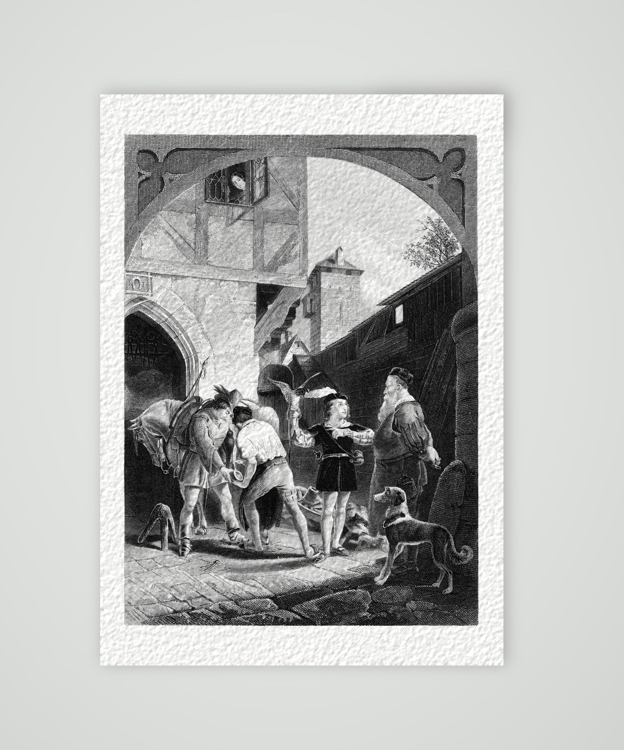 Eppelein von Gailingen – die Schmiede – Stahlstich, Kunstdruck auf Hahnemühle-Büttenpapier