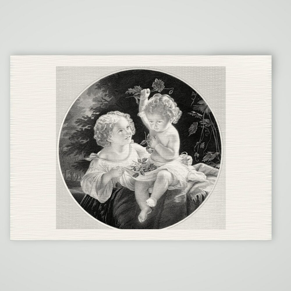 Manon und Charles – Stahlstich, Kunstdruck auf Leinenpapier