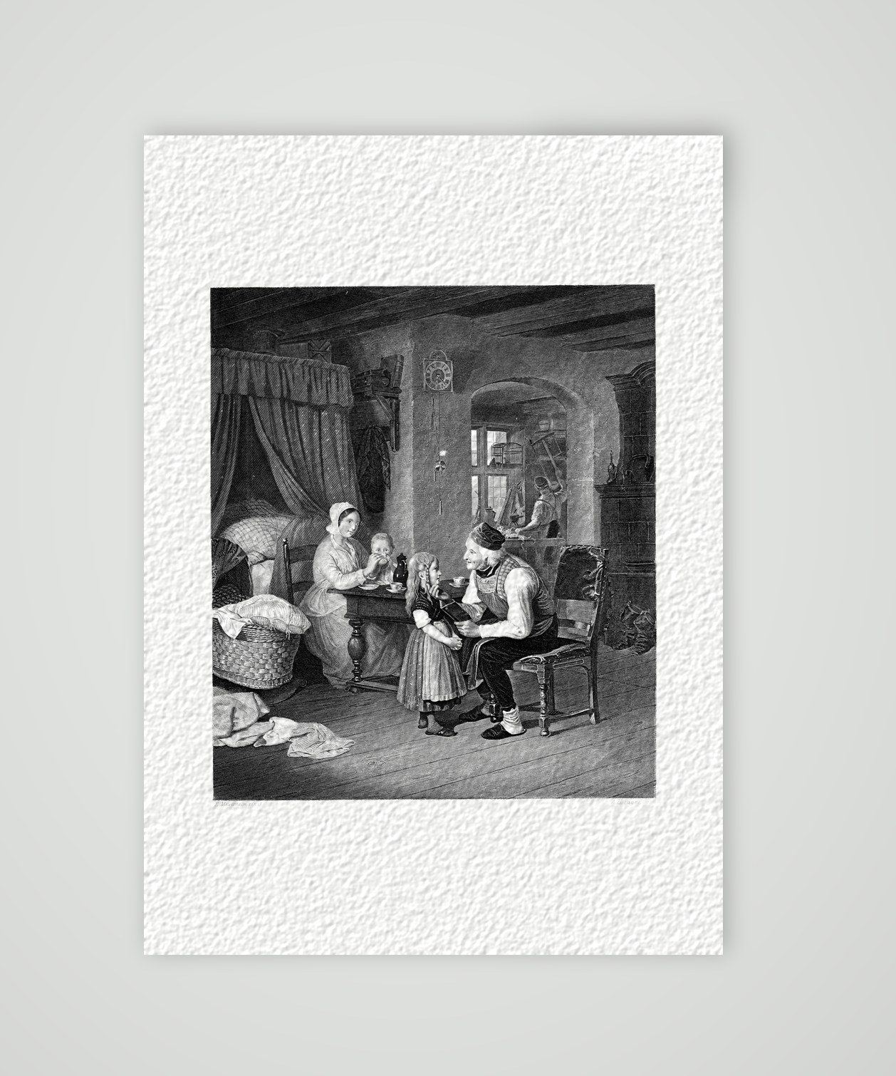 Großvaters Liebling – Stahlstich, Kunstdruck auf Hahnemühle-Büttenpapier