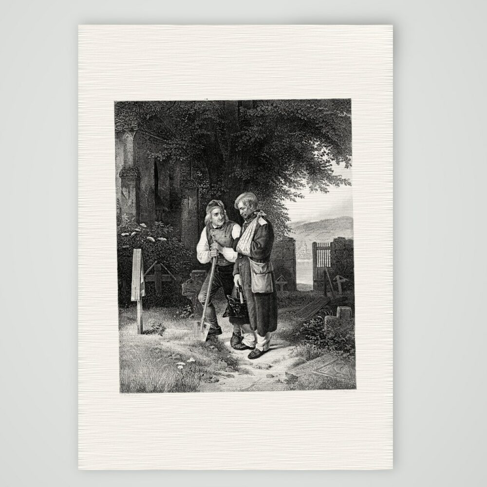 Des Soldaten Heimkehr – Stahlstich, Kunstdruck auf Leinenpapier