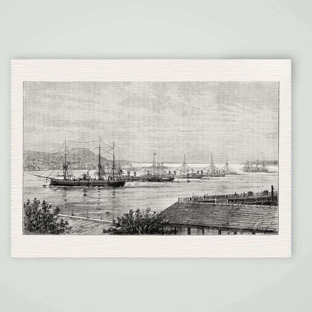 Der Hafen von Kiel – Holzstich, Kunstdruck auf Leinenpapier