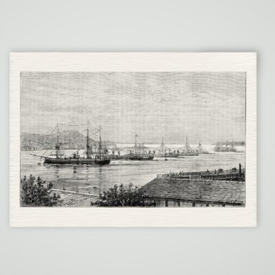 Der Hafen von Kiel – Holzstich, Kunstdruck auf Leinenpapier