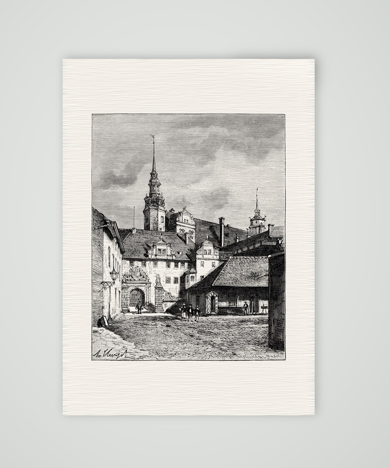Torgau, Schloss Hartenfels – Holzstich, Kunstdruck auf Leinenpapier