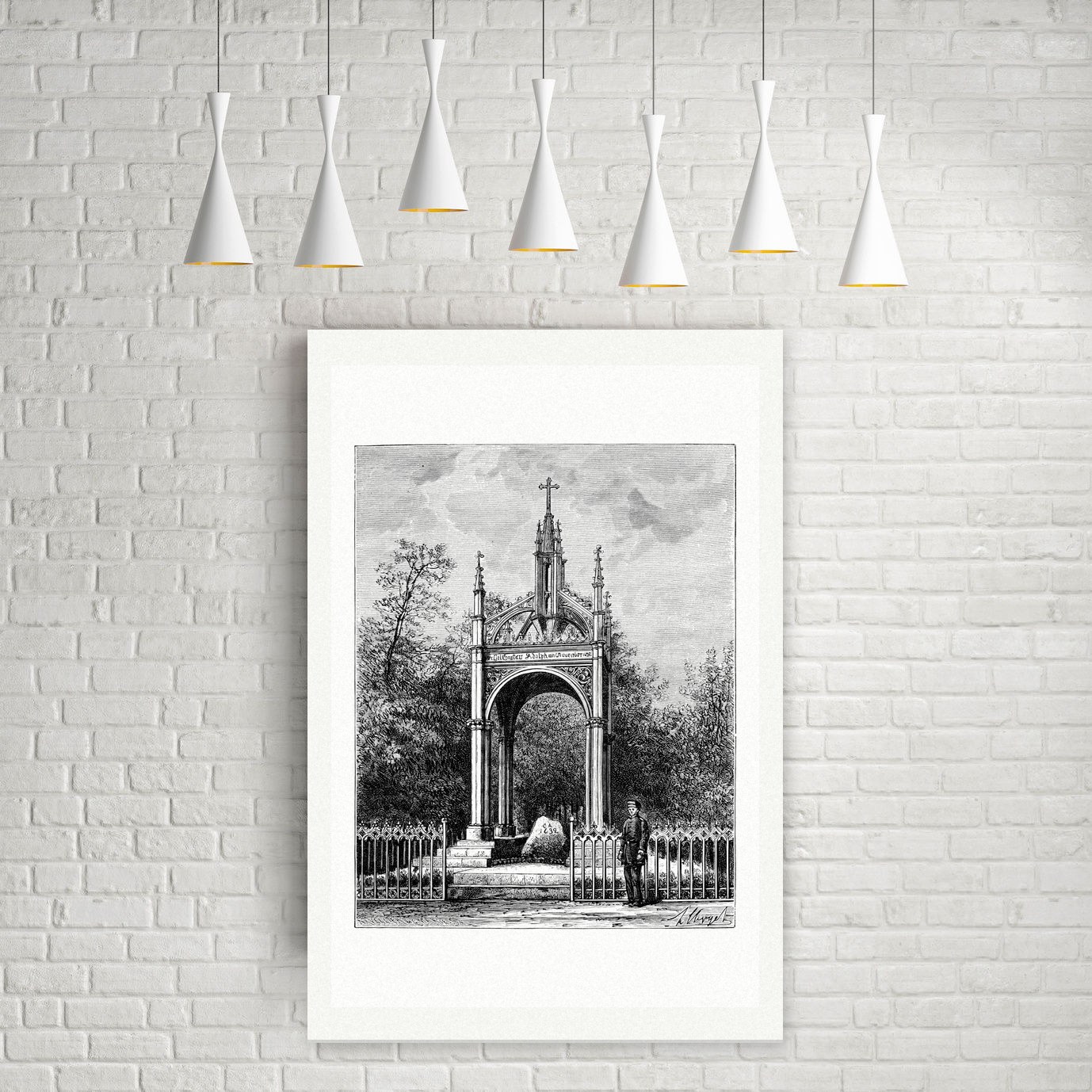 Lützen, das Gustav-Adolf-Denkmal – Holzstich, Leinwanddruck auf Holzkeilrahmen an der Wand