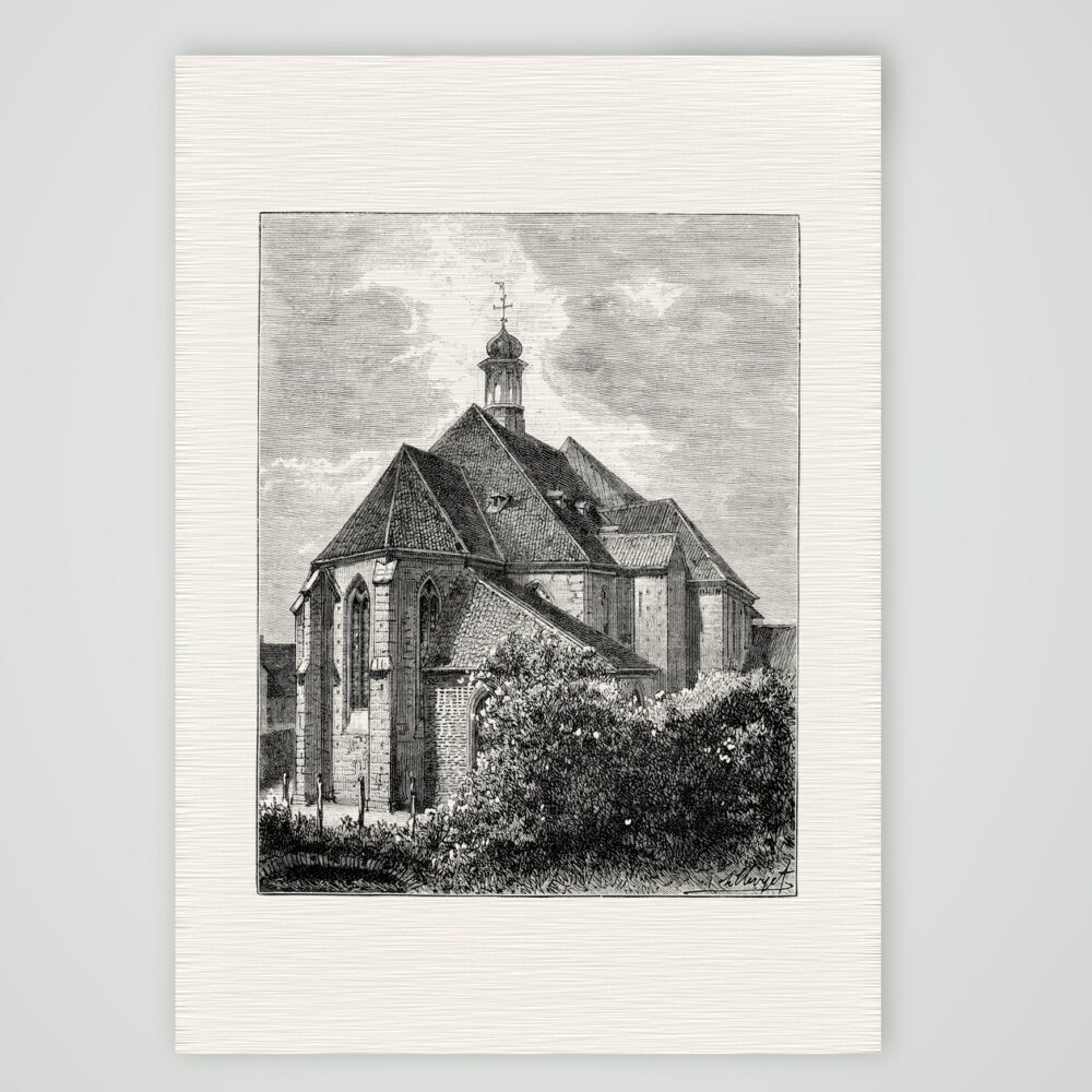 Schleswig, der Dom – Holzstich, Kunstdruck auf Leinenpapier