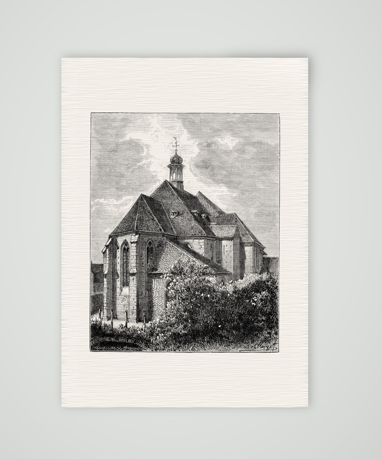 Schleswig, der Dom – Holzstich, Kunstdruck auf Leinenpapier